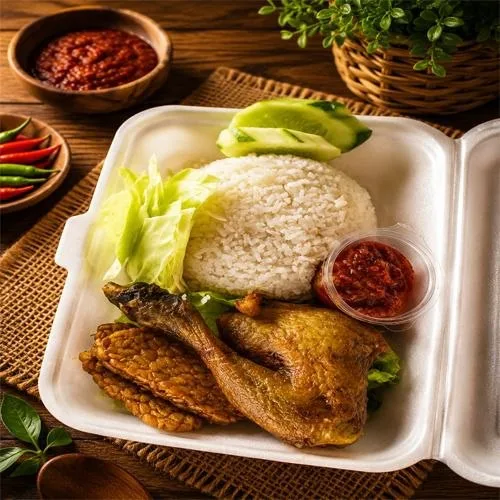 Nasi Putih Ayam Penyet