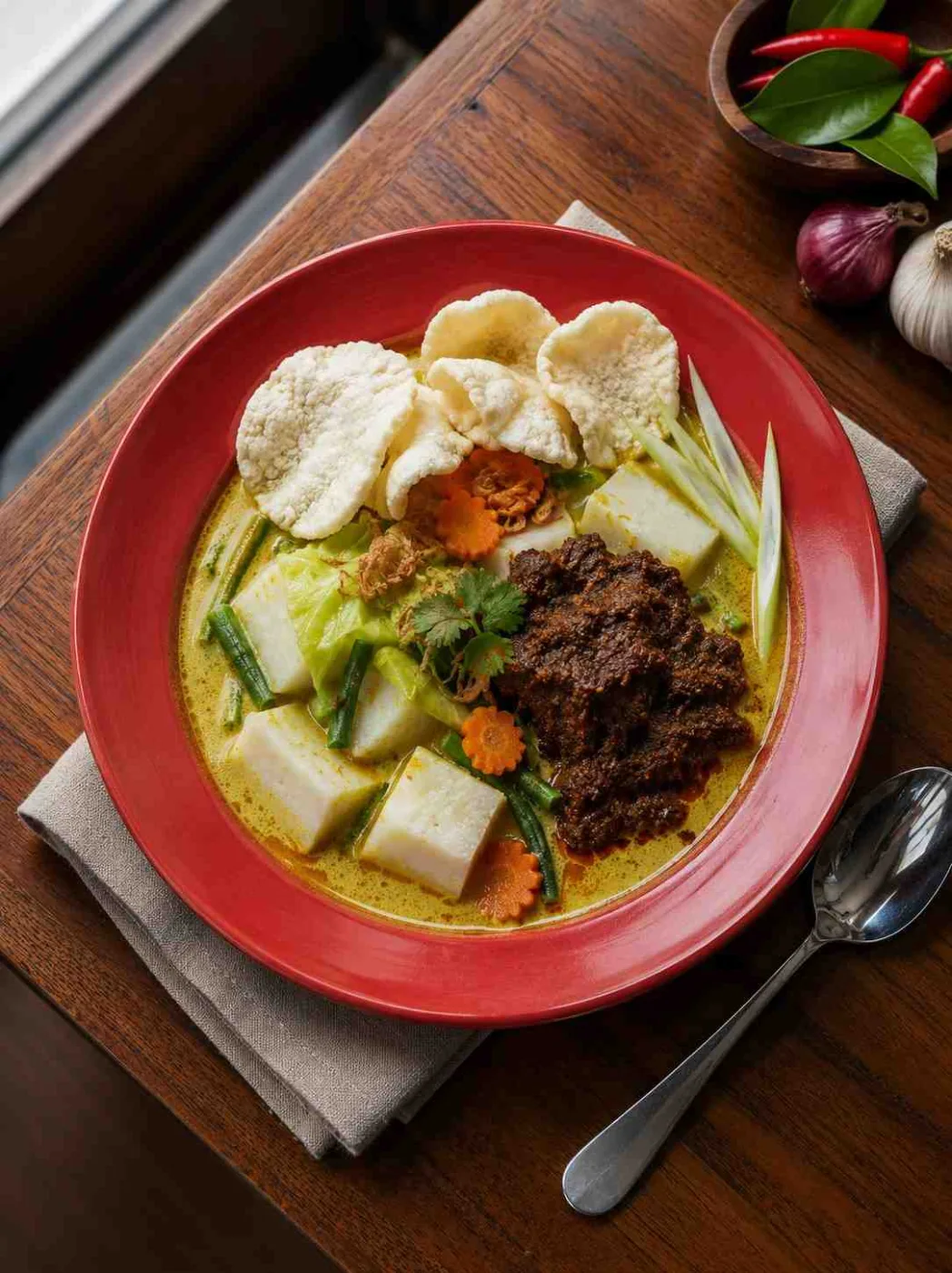 Lontong Sayur Rendang Sapi